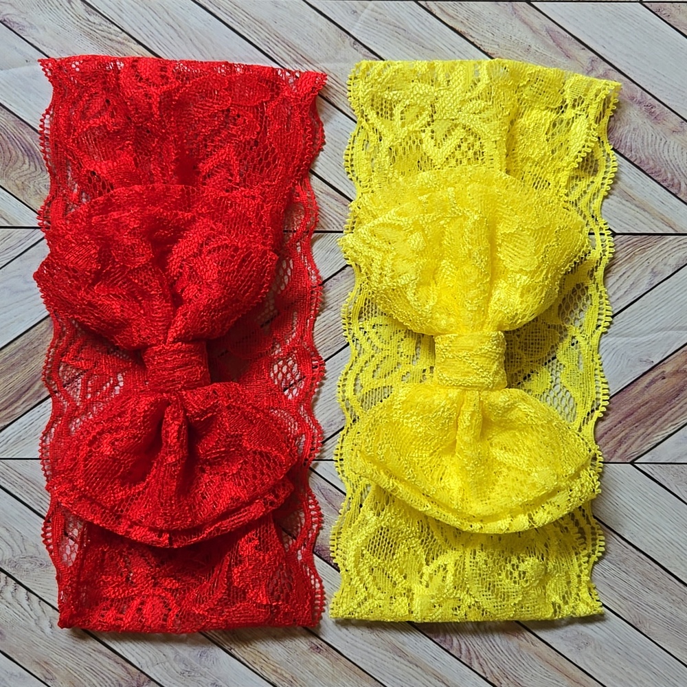 Baby Girls Lace Bow Headbands Set Soft Elastic Wide Hairbands Infants & Toddler